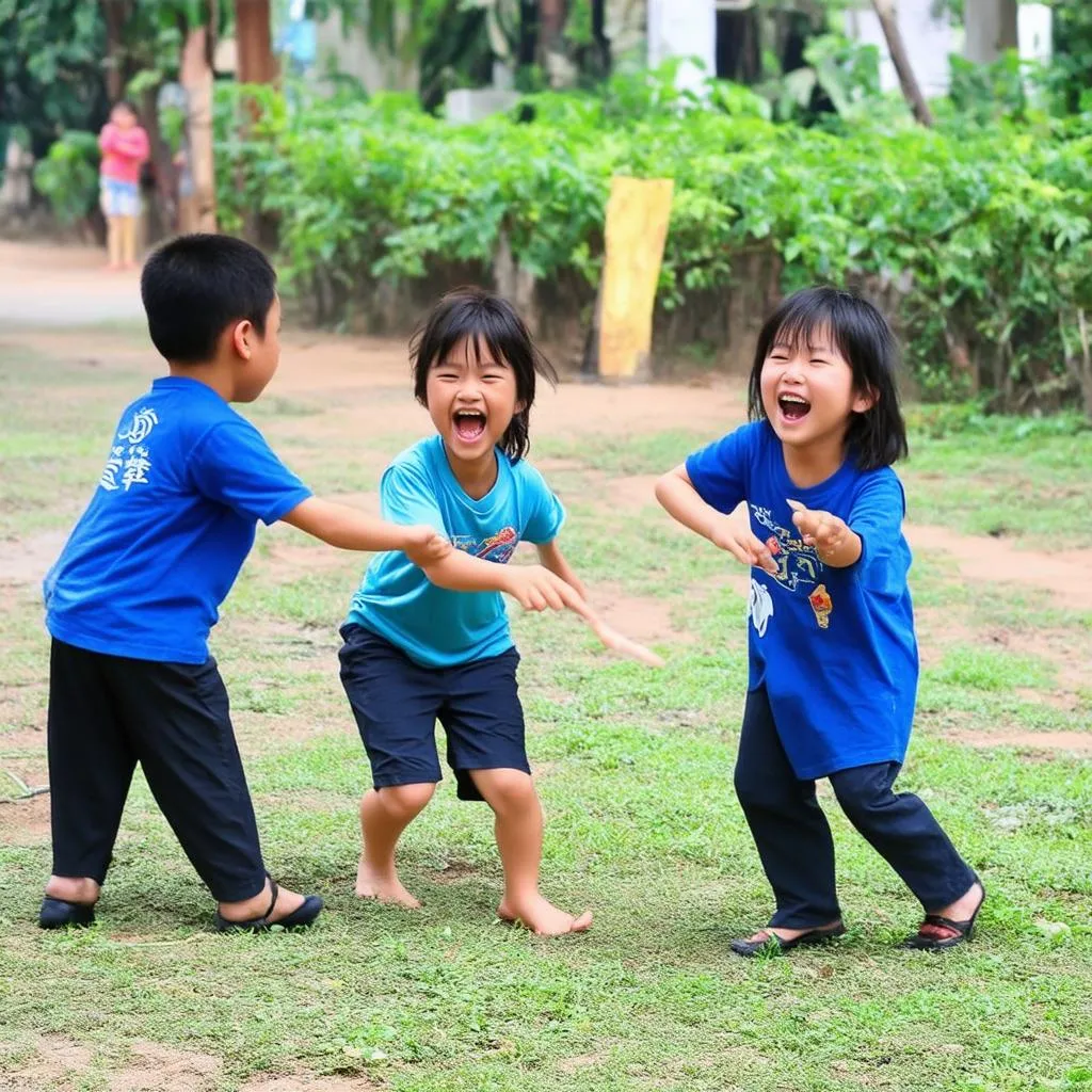 Trẻ em chơi trò chơi Kéo Cưa Lừa Xẻ